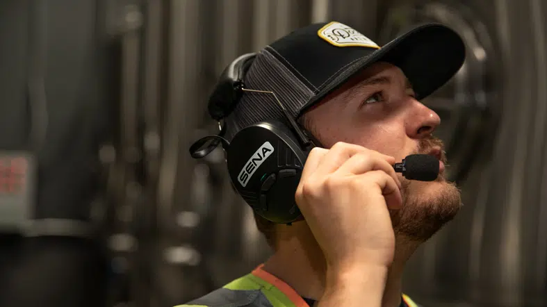 Sena Mesh Ear Defenders being worn at work