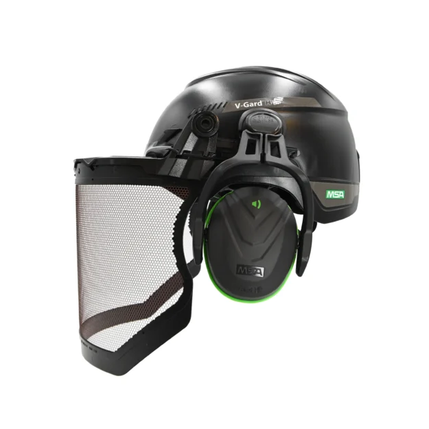 MSA V-Gard H1 Trivent Helmet with Ear Defenders and Visor - Image 2