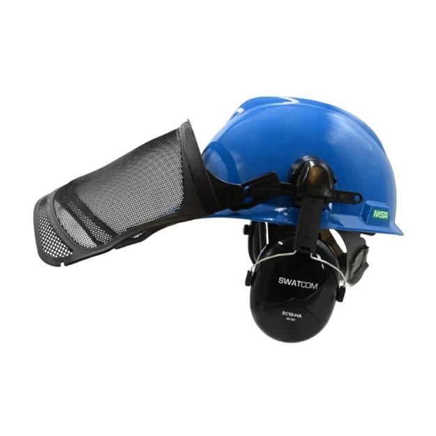 MSA V-Gard Classic Helmet with Ear Defenders and Visor - Image 3