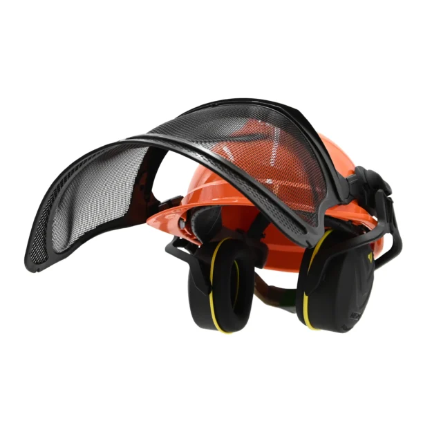 MSA V-Gard 500 Vented Helmet with Ear Defenders and Visor - Image 4