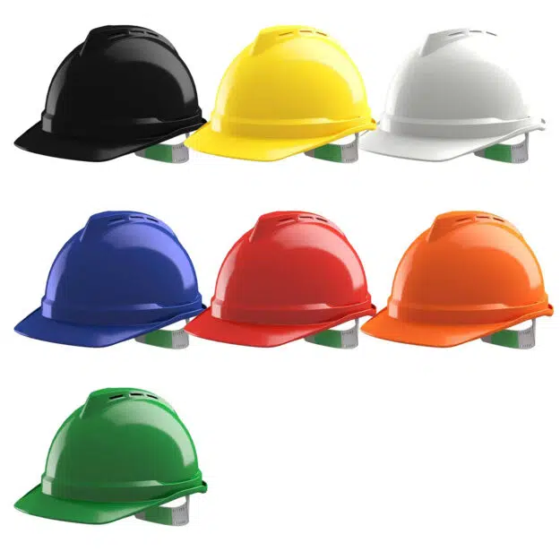 MSA V-Gard 500 Vented Helmet with Ear Defenders and Visor - Image 5